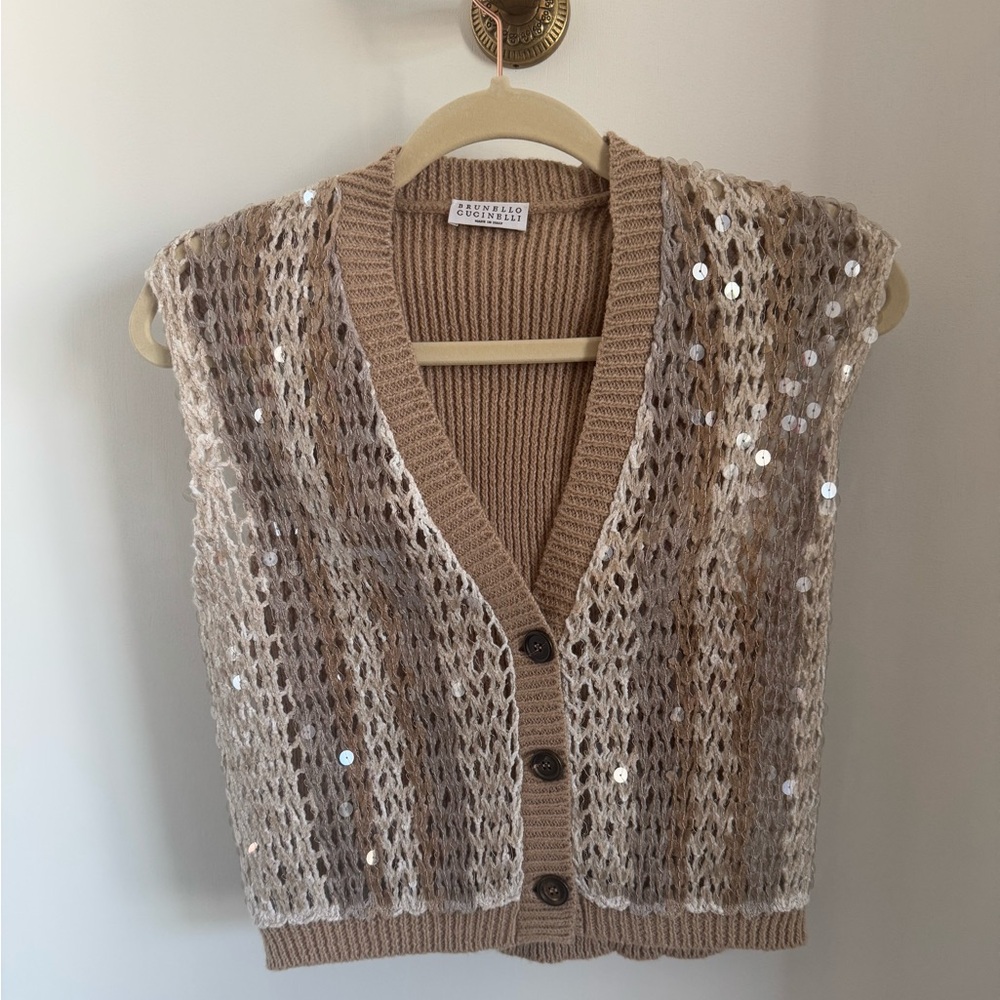 NWT Brunello Cucinelle Sequin Sweater Vest